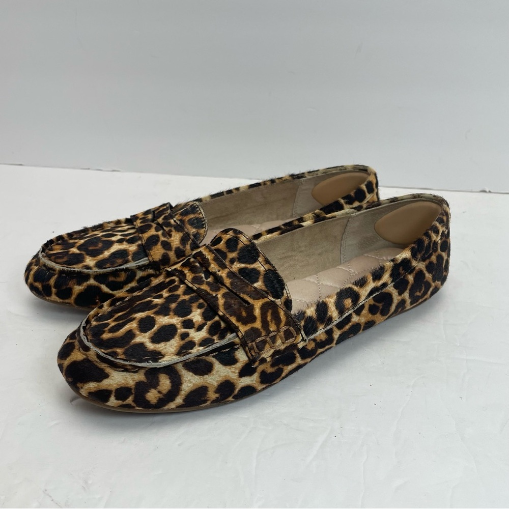 Lands End leopard driving moccasins loafers size 9 animal print